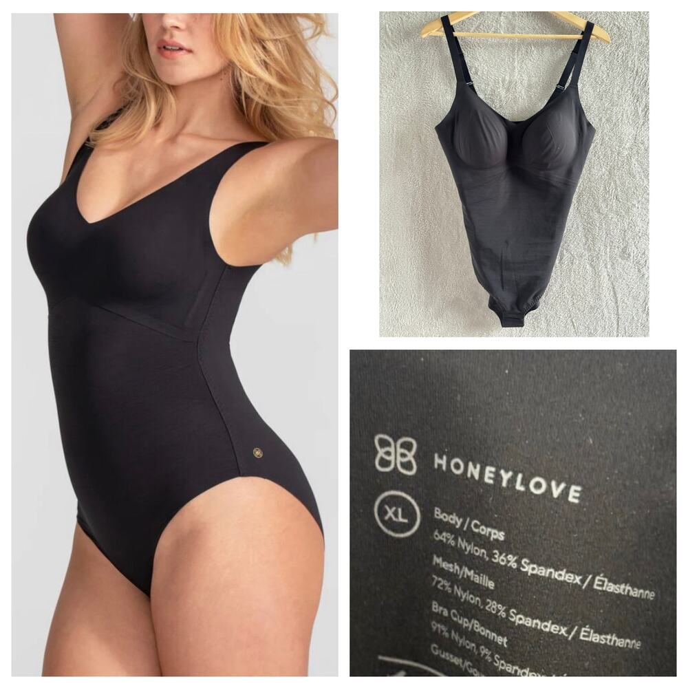 Honeylove Black Tank Bodysuit XL Targeted Compression Body